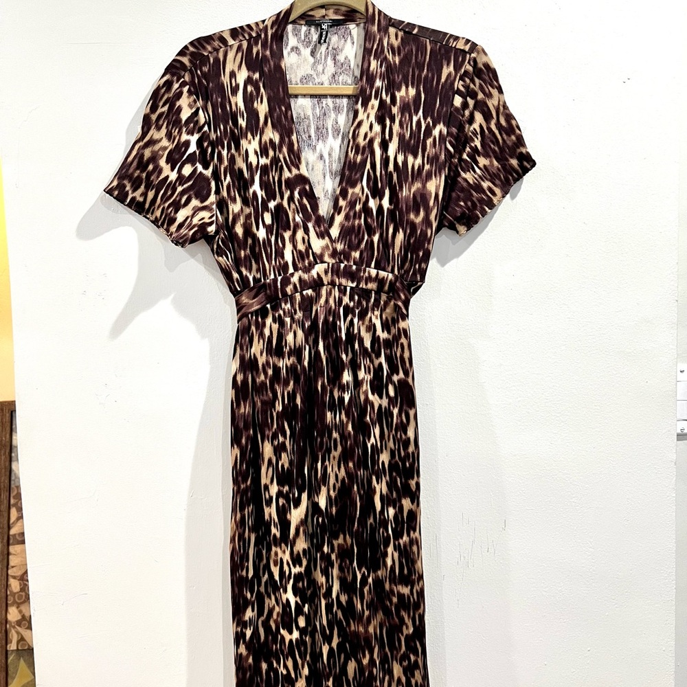 Elie Tahari Silk Animal Print Short Sleeve Dress